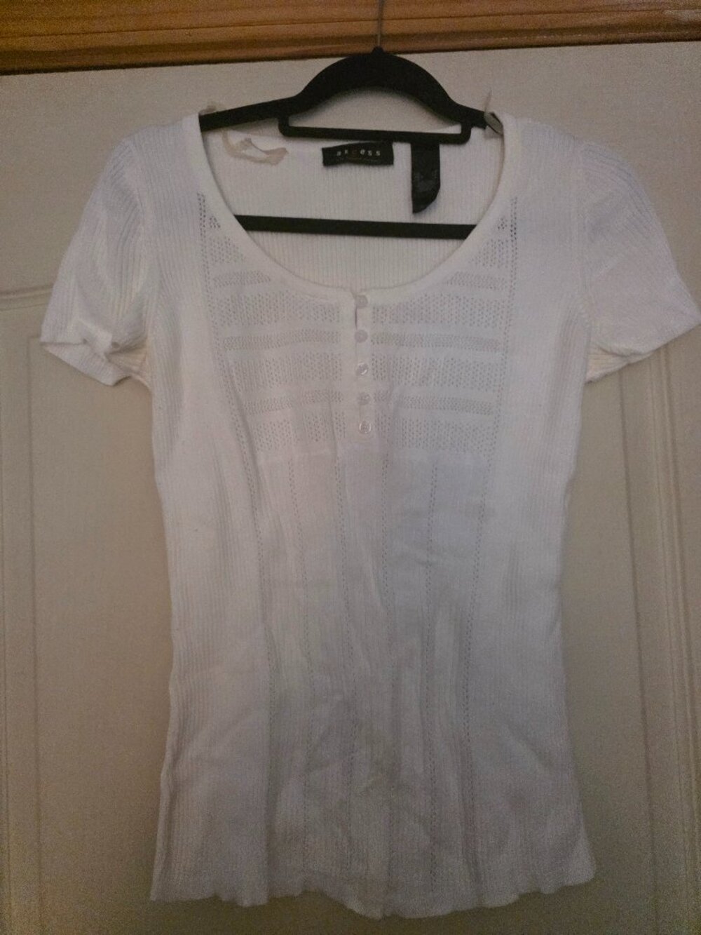 Women's short sleeve white sweater